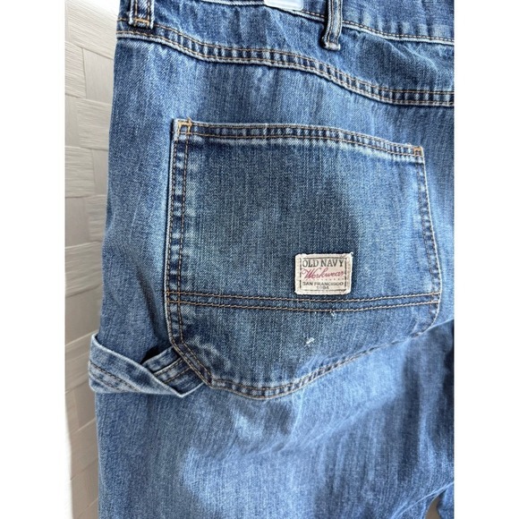 Old Navy Mens Workwear Carpenter Jeans Blue Denim Size 38x30 - Picture 3 of 8